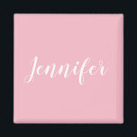 Personalisierte Kalligrafie Jennifer Namensgestalt Magnet<br><div class="desc">Erstellen Sie Ihr eigenes personalisiertes Design. Sie können die Farbe des handgeschriebenen Kalligraphie-Schriftartes in eine andere modische kursive Option ändern. Ändern Sie die Größe des Schriftartes, um das Design Ihres individuellen Namens anzupassen. Diese persönliche Textnachricht kann so viel des Druckbereichs aufnehmen, wie Sie möchten. Passen Sie den blass-rosa Hintergrund Ihrer...</div>