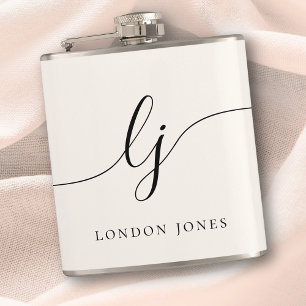 Personalisierte Kalligraphie Name Ivory Bacheloret Flachmann
