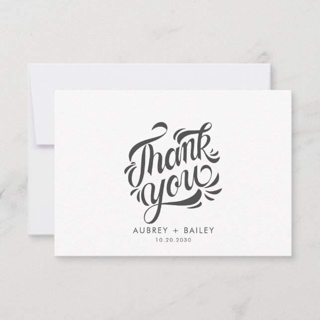 Personalisierte kalligraphische Hochzeit Danke Ver (Vorderseite)