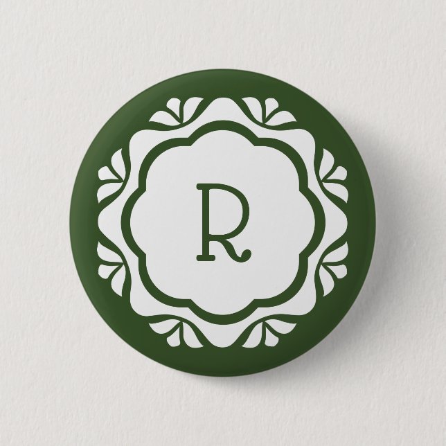 Personalisierte Kamm-Muschel-Schneeflocke-Initiale Button (Vorderseite)