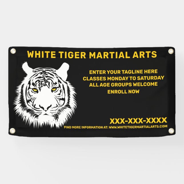 Personalisierte Kampfkunst des Weißen Tigers Banner (Horizontal)