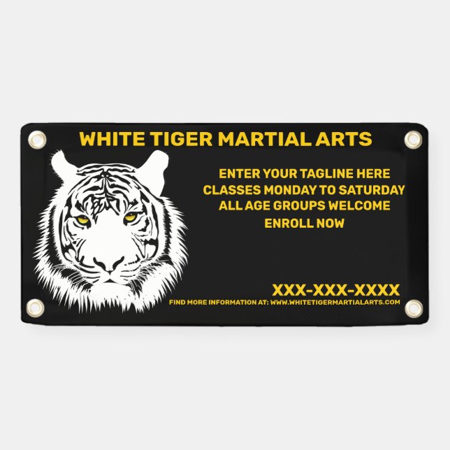 Personalisierte Kampfkunst des Weißen Tigers Banner (Horizontal)