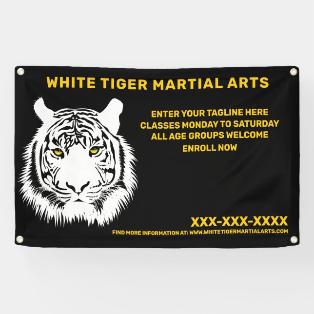 Personalisierte Kampfkunst des Weißen Tigers Banner (Horizontal)