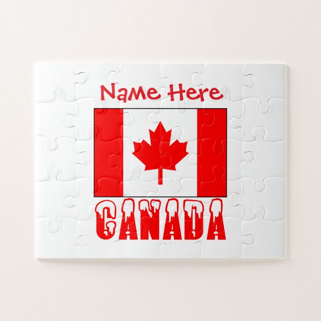 Personalisierte Kanada-Flagge Personalisiertes Ges Puzzle (Horizontal)