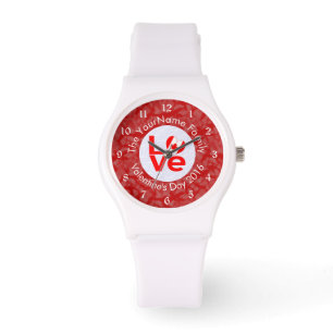 Personalisierte Kanadische Rote LOVE-Flagge Armbanduhr