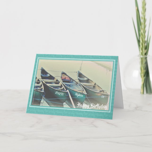 Personalisierte Kanu-Geburtstagskarte jeden Alters Karte (Vorderseite)
