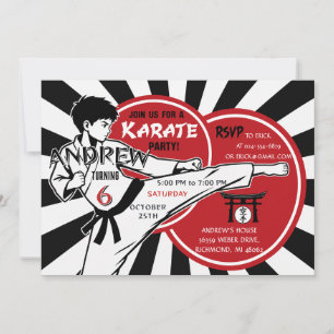 Personalisierte Karate-Geburtstagsfeier für Jungen Einladung