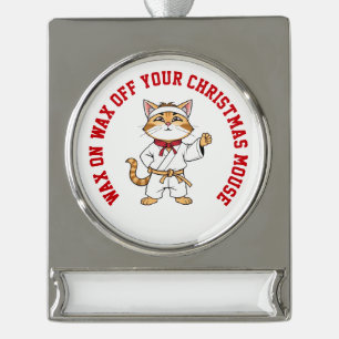 Personalisierte Karatkatze Banner-Ornament Silber