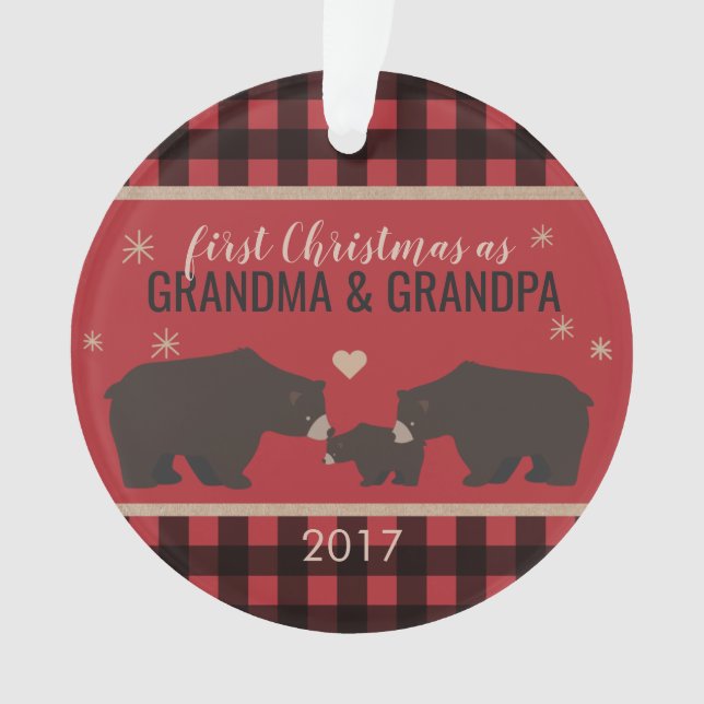 Personalisierte Karierte Grandelmütter-Acrylschmuc Ornament (Vorderseite)