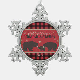 Personalisierte karierte schneeflocken Zinn-Ornament
