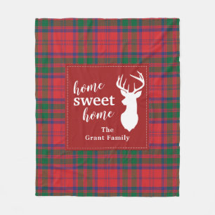Personalisierte Karierte Sweet Home Tartan Clan Gr Fleecedecke