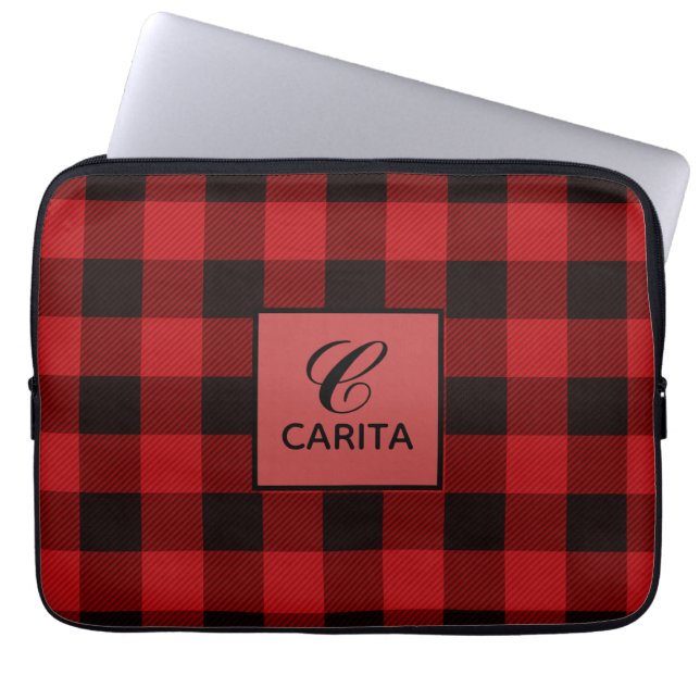 Personalisierte Karierte Tartan Elektronik-Bag Laptopschutzhülle (Vorderseite)