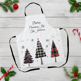 Personalisierte Karierte Weihnachtsbäume Familienn Schürze