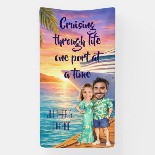 Personalisierte Karikatur-Paar-Kreuzfahrt-Tür Banner