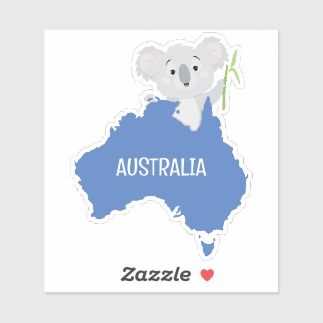 Personalisierte Karte Australiens mit Gray Koala Aufkleber (Blatt)