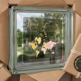 Personalisierte Karte der Liebesreise-Hochzeit Quadratischer Aufkleber