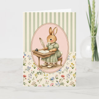 Personalisierte Karte mit Pastell-Vintage-Hasenmäd