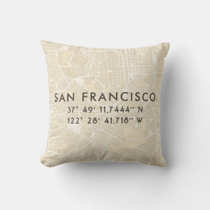 Personalisierte Karte von San Francisco  Beige Kissen