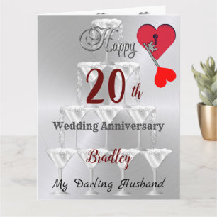 Personalisierte Karte zum 20. Hochzeitstag für den