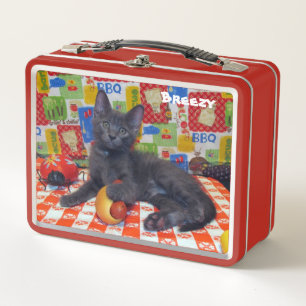 Personalisierte Katze / Kitten PicNic Metall Brotdose