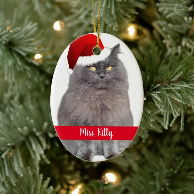 Personalisierte Katze Weihnachten Keramik Ornament (Baum)