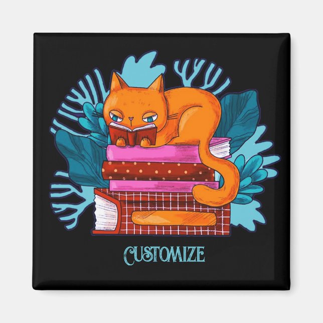 Personalisierte Katzen-genehmigte Bücher Magnet (Vorne)