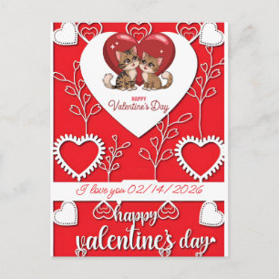Personalisierte Katzen-Geschenke für den Valentins Feiertagspostkarte