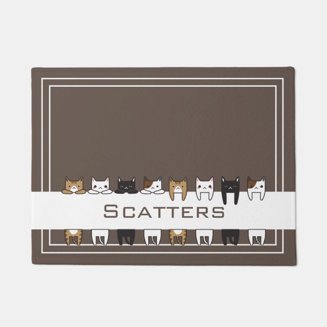 Personalisierte Katzen Nahrungs- und Wassermatte Fußmatte (Vorderseite)