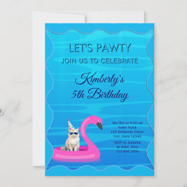 Personalisierte Katzen-Pool-Party Einladung (Vorderseite)