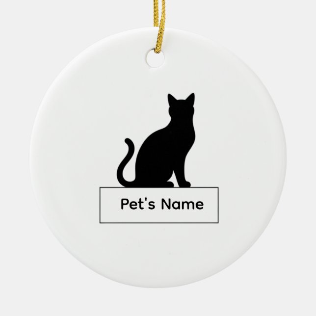 Personalisierte Katzen-Silhouette Weihnachten Haus Keramik Ornament (Vorne)