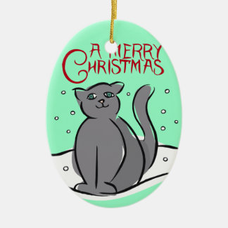 Personalisierte Katzen-Weihnachtsverzierung Keramikornament