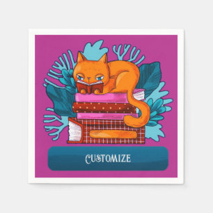 Personalisierte Katzenbücher rosa Serviette