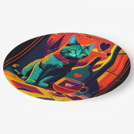 Personalisierte Katzenbücher und Weine Pappteller