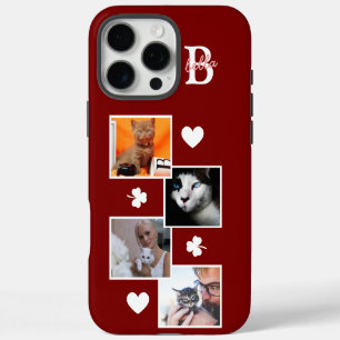 Personalisierte Katzenfoto-Collage Monogramm Borde iPhone 16 Pro Max Hülle