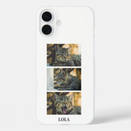 Personalisierte Katzenfoto-Collage und Name iPhone 16 Plus Hülle