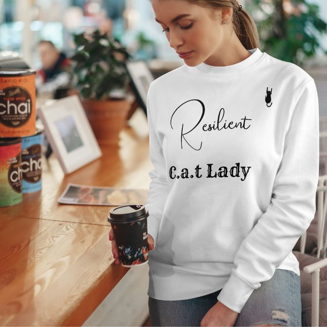 Personalisierte Katzenliebhaberin Weiß und Schwarz Sweatshirt (Von Creator hochgeladen)