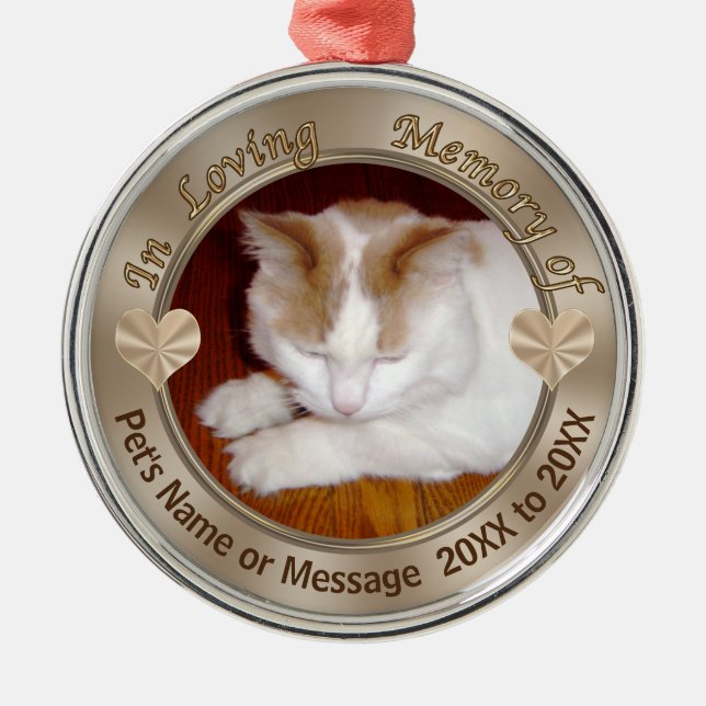 Personalisierte Katzenverzierung IHR FOTO und TEXT Silbernes Ornament (Vorne)
