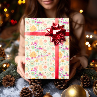 Personalisierte Kawaii-Blumenpalette für Kinder Geschenkpapier