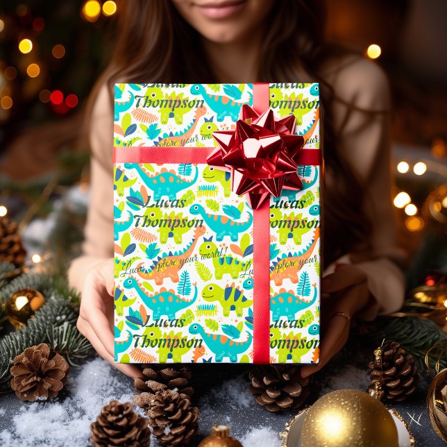 Personalisierte Kawaii Dinosaur Geschenkwrap für K Geschenkpapier (Von Creator hochgeladen)