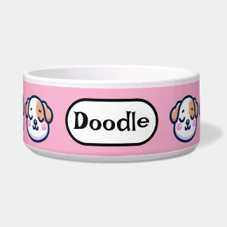 "Personalisierte Kawaii Dog Bowl mit Name-Tag" Napf