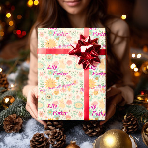 Personalisierte Kawaii Florale Pastell-Palette für Geschenkpapier