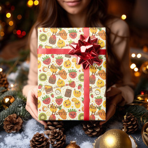 Personalisierte Kawaii Frucht Fiesta Geschenkverpa Geschenkpapier