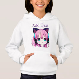 Personalisierte Kawaii-Girl mit Kopfhörer auf Hoodie