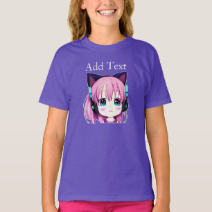 Personalisierte Kawaii-Girl mit Kopfhörer auf T-Shirt