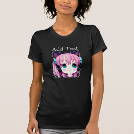Personalisierte Kawaii-Girl mit Kopfhörer auf T-Shirt