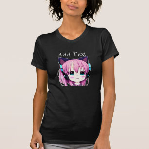Personalisierte Kawaii-Girl mit Kopfhörer auf T-Shirt