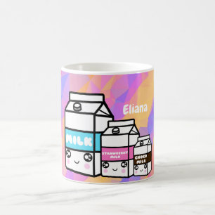 Personalisierte Kawaii Milk Trio Mosaik Tasse
