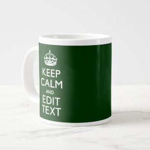 Personalisierte Keep Calm And Your Text Grün Dekor Jumbo-Tasse