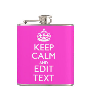 Personalisierte Keep Calm And Your Text Rosa Dekor Flachmann