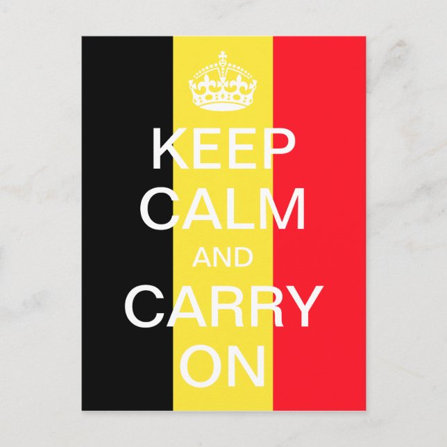Personalisierte KEEP-CALM und CARRY ON - Belgien-F Postkarte (Vorderseite)